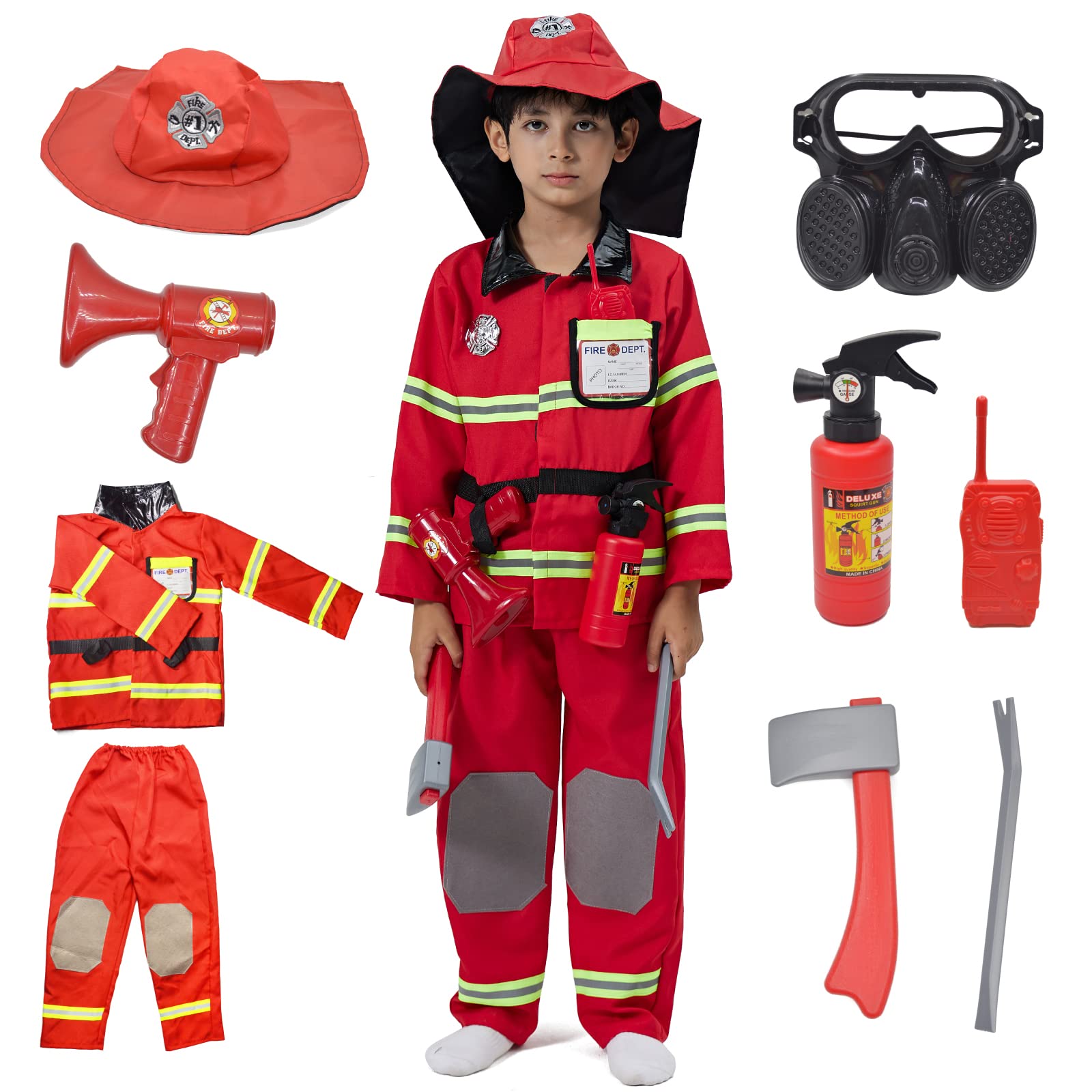 ZUCOS Set de Juego de Rol de Bombero para Niños - Juguetes de Bombero Accesorios de Bombero para el Carnaval