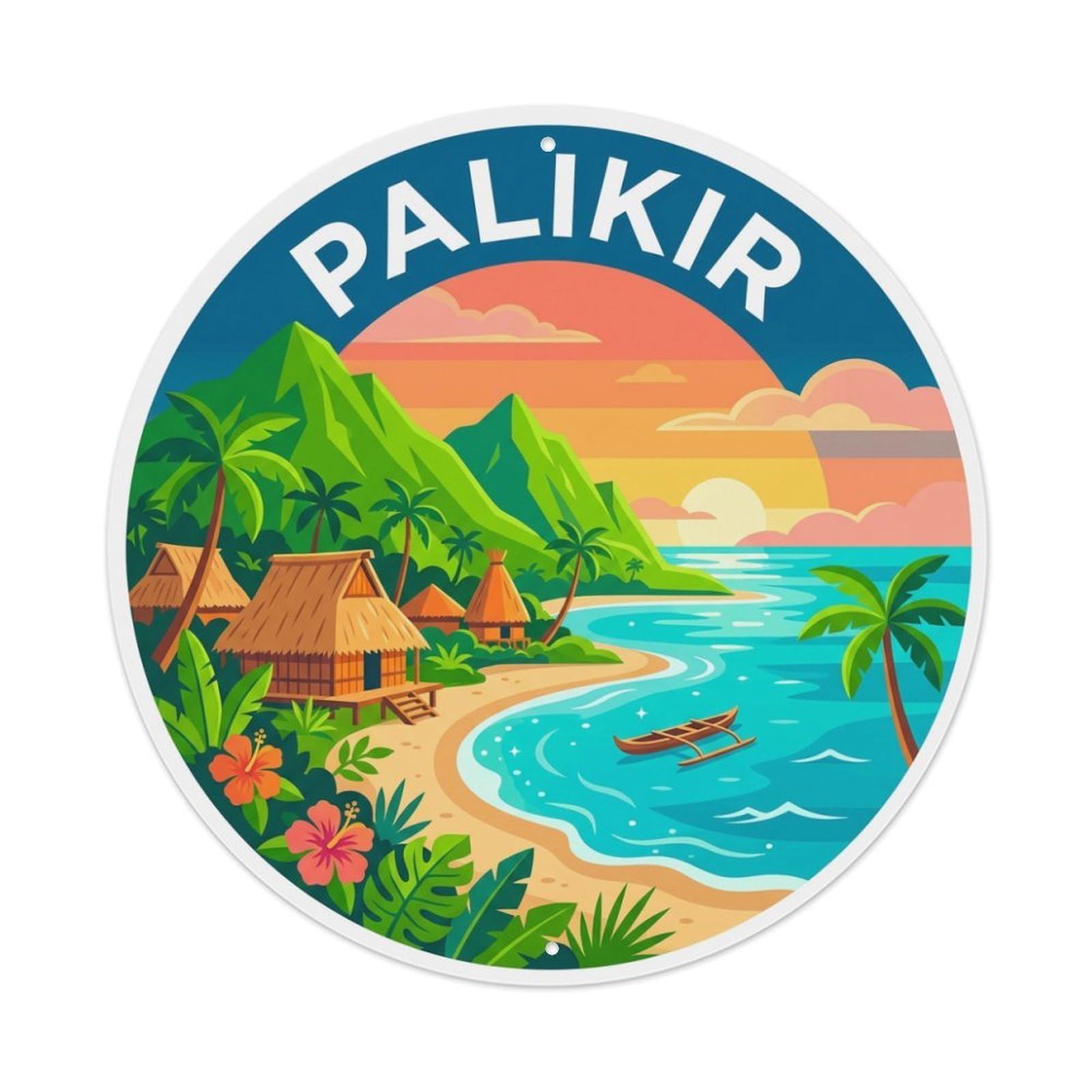 Retro Travel Micronesia Palikir Metal Tin Sign