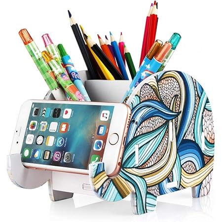 COOLBROS Elephant Pencil Holder With Phone Holder Desk Organizer Desktop Pen Pencil Mobile Phone Bracket Stand Storage Pot Holder Container Stationery Box Organizer (Indian elephan)