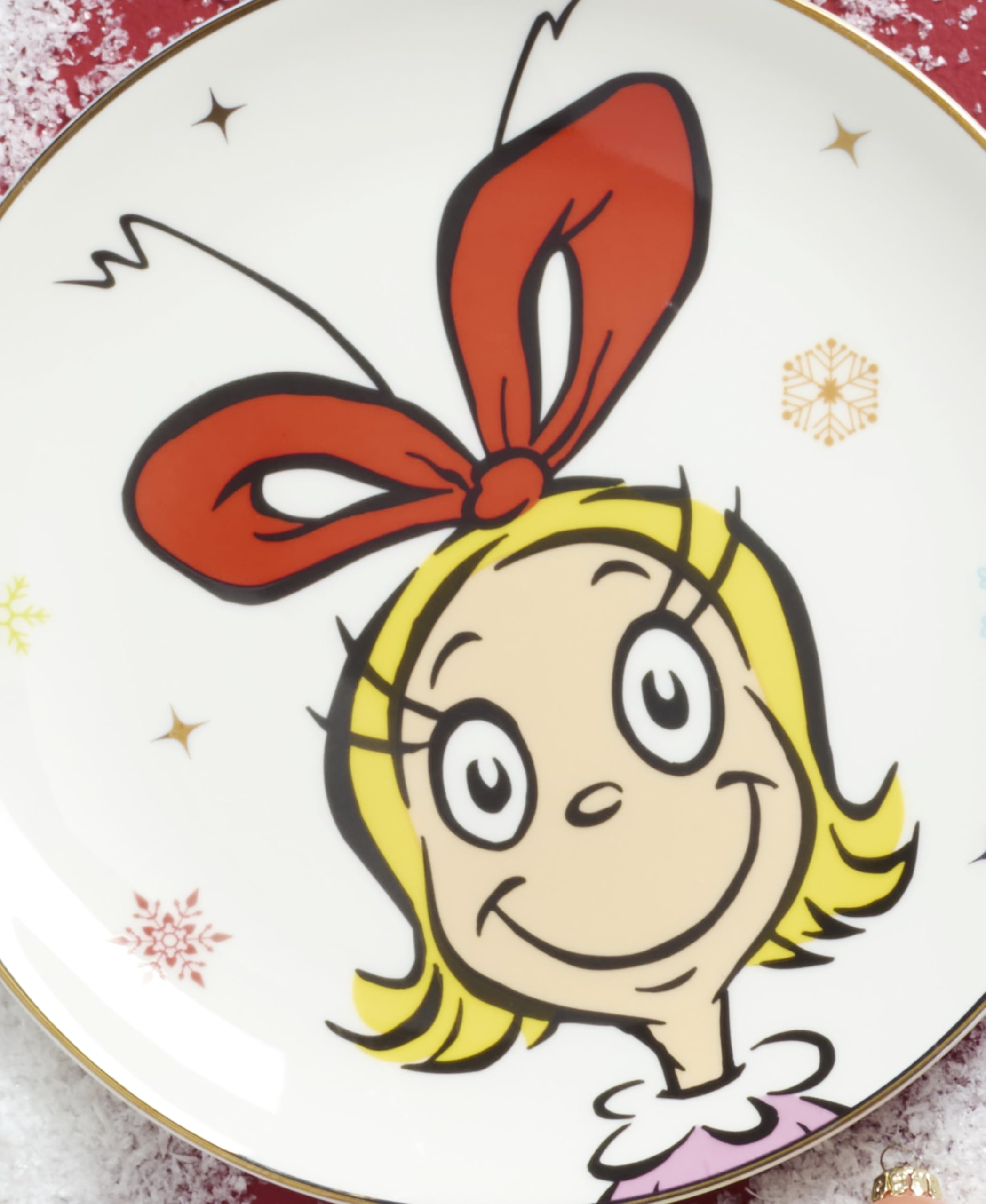 Lenox Merry Grinchmas - Vajilla para 4 platos de porcelana, apto para microondas y lavavajillas, para pasta, ensalada y cena, decoración navideña (surtido de 4 piezas)
