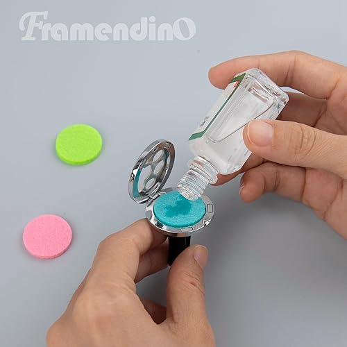 Miniatura 5 de Framendino, Paquete de 2 medallones de huellas de perro para difusor de aceites esenciales con 20 almohadillas de repuesto de fieltro