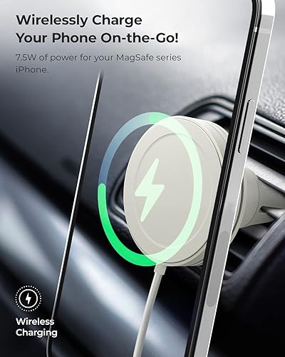 Miniatura 8 de iOttie Velox Mini MagSafe - Soporte de ventilación para automóvil compatible con ventilación de aire en azul medianoche con carga inalámbrica.
