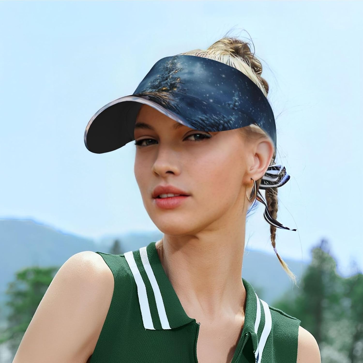 Christmas Tree Snow Print Foldable Sun Visor Hat Lightweight Adjustable Sun Visor Hat Outdoor Sports Cap for Adults