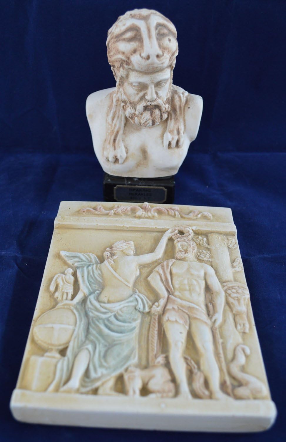 Estia Creations Heracles Bust Plus Hercules Hero with Muse Urania Sculpture Relief Sculpture