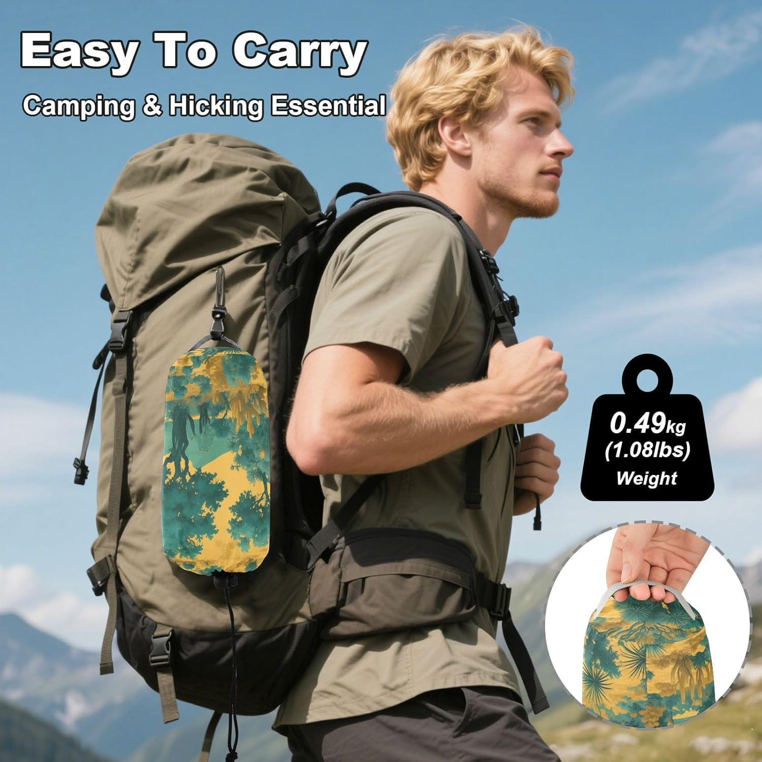 Retro Green Trees Yellow Camping Hammock Cloth Hammock for Outside Camping Essentials