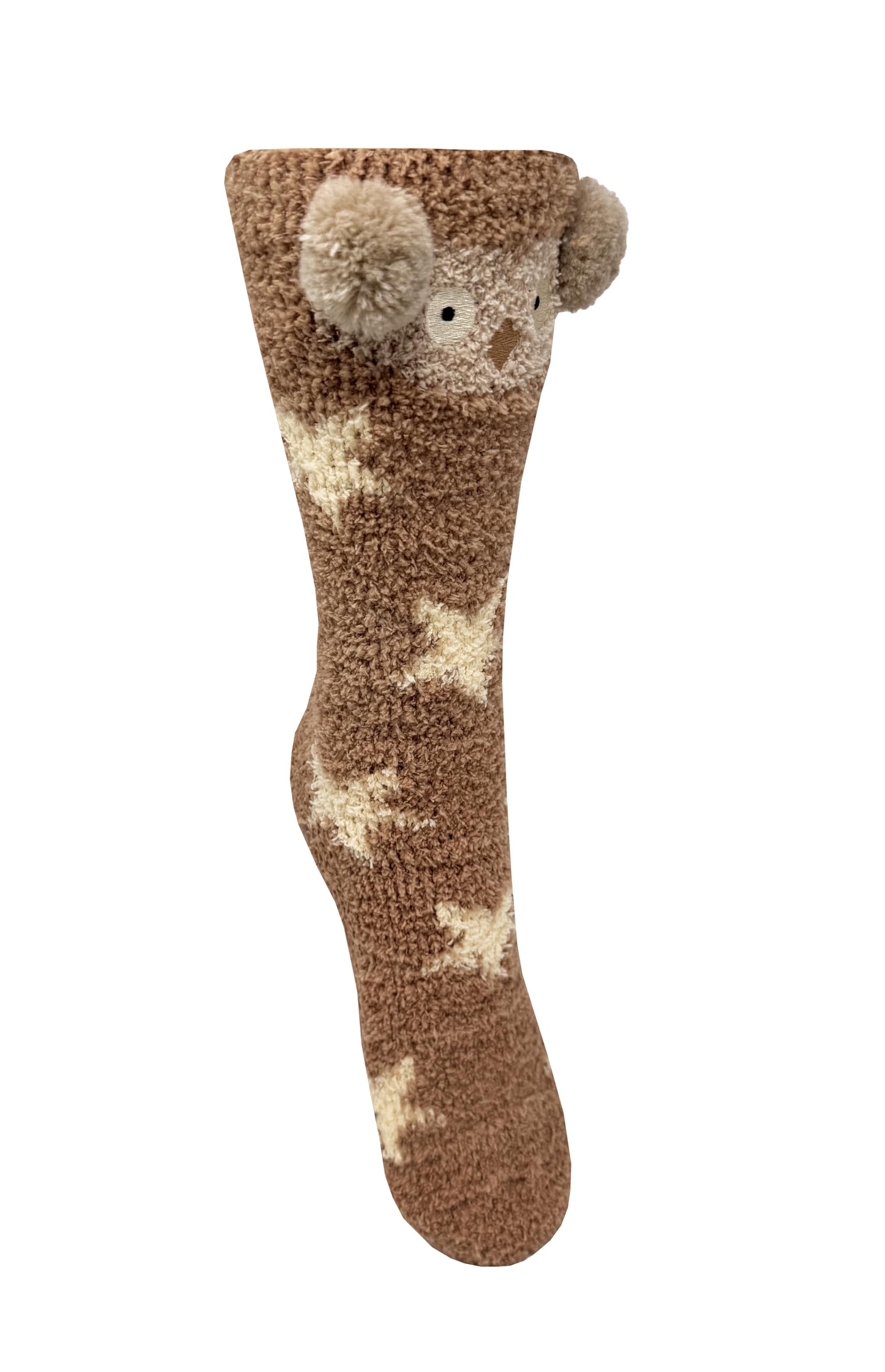 Since 2013 Bramble Women's Brown Owl Design Bramble - Animal - Fluffy Cosy Lounge Socks In Gift Box | 1 Pair | U.k. Size 4-7 | Fluffy, Non-Slip, Lounge (Uk, Numeric, 4, 7, Regular, Regular, )