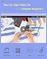 Vista 3 de Katech Kit de Ganchillo para Principiantes, Juego de Bolsa Tote a Rayas de Ganchillo Incluye Hilo Ganchos de Ganchillo, Guía Completa de Ganchillo