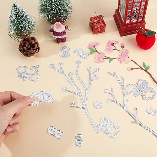 Miniatura 4 de INFUNLY 14 troqueles de corte de ramas 3D de metal con flores para hacer tarjetas, hojas troqueladas, plantillas en relieve para bricolaje, álbumes