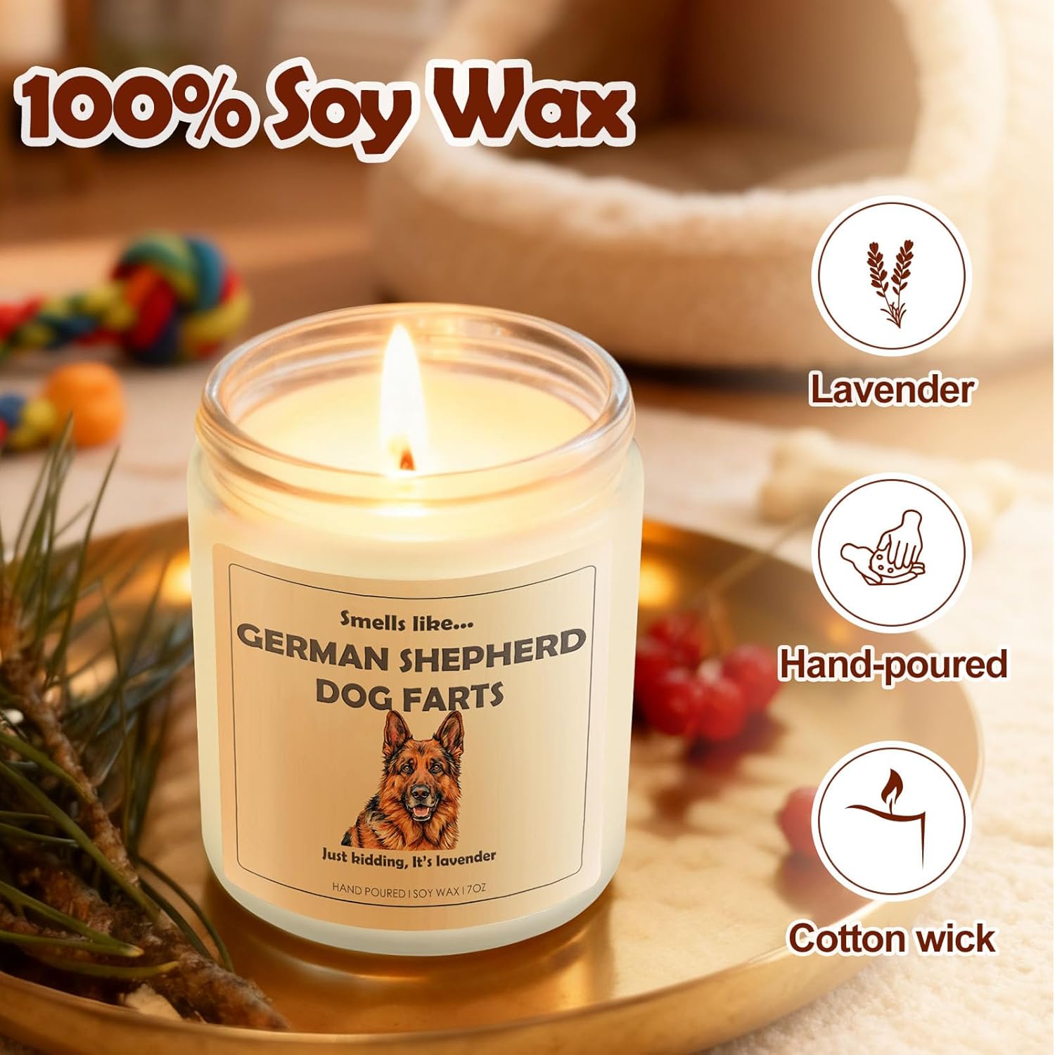 German Shepherd Gifts & Decor, German Shepherd Gifts for Women, Dog Farts Candle | Lavender Scent, Handcrafted with Natural Soy Wax Memorial - Image 5