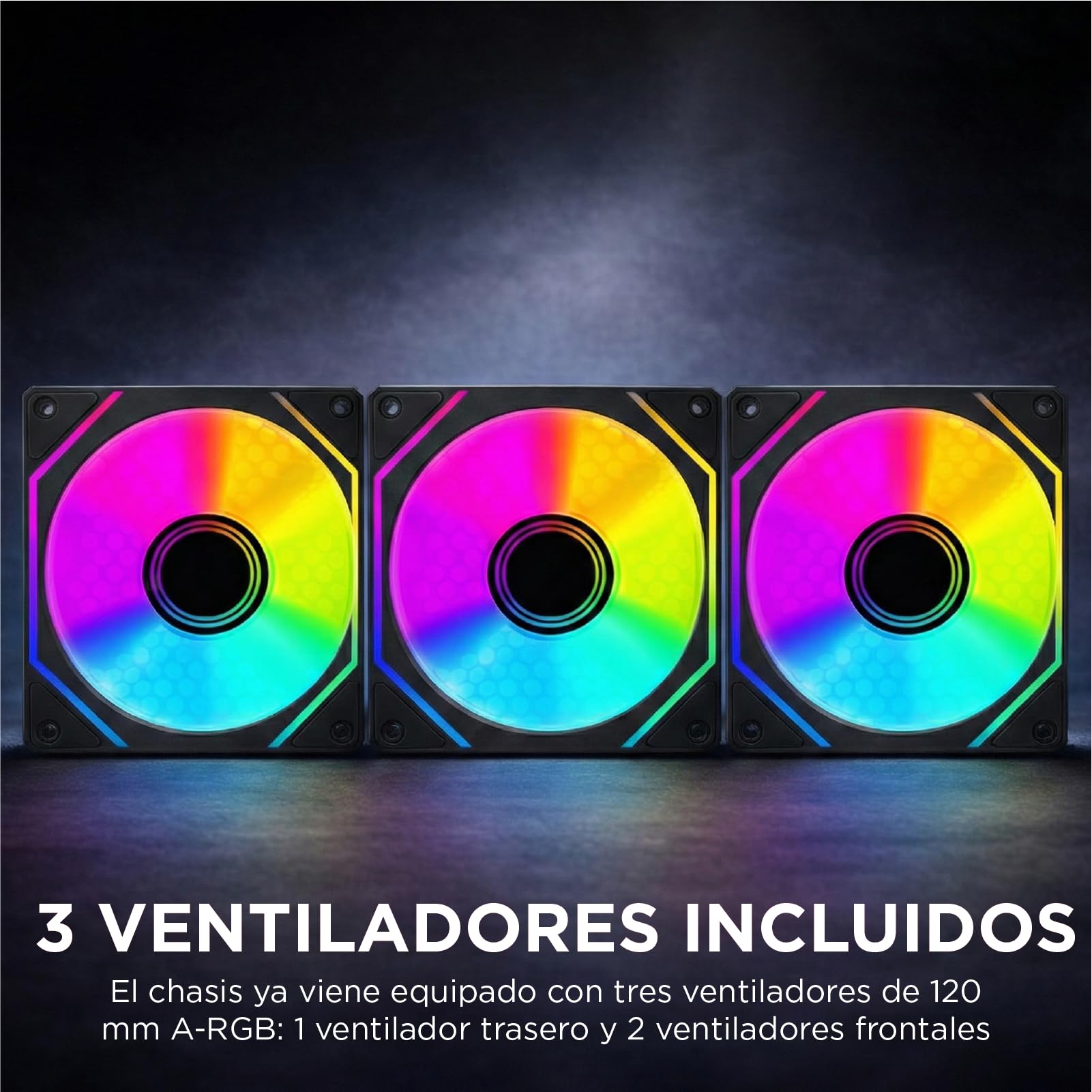 Nuwo Vitra BK100 | Caja PC Gaming Micro-ATX Micro Tower | 3 Ventiladores ARGB 120 mm | Estructura de Doble cámara | Panel Frontal y Lateral de Cristal Templado | Negro