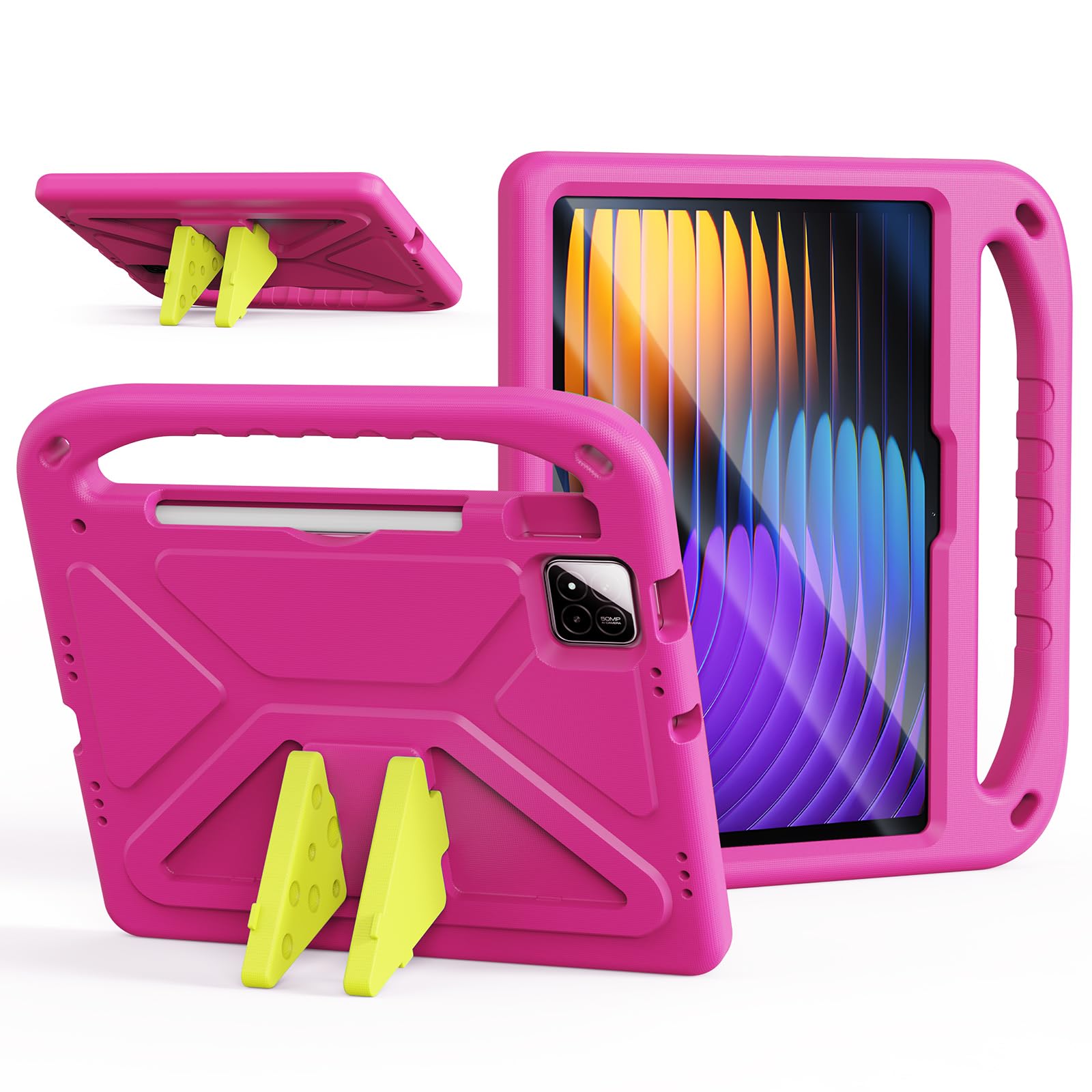 DUX DUCIS Puff Series Kids Case for Xiaomi Pad 7/7 Pro – Shockproof EVA Foam Protective Tablet Cover with Handle, Foldable Kickstand & Drop Protection – Pink