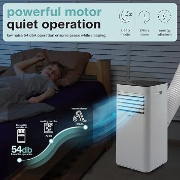 SereneLife Portable Air Conditioner 8,000 BTU with Built-in Dehumidifier - Portable AC unit for rooms up to 350 sq ft - Small AC Unit Remote Control, Window Mount Exhaust Kit