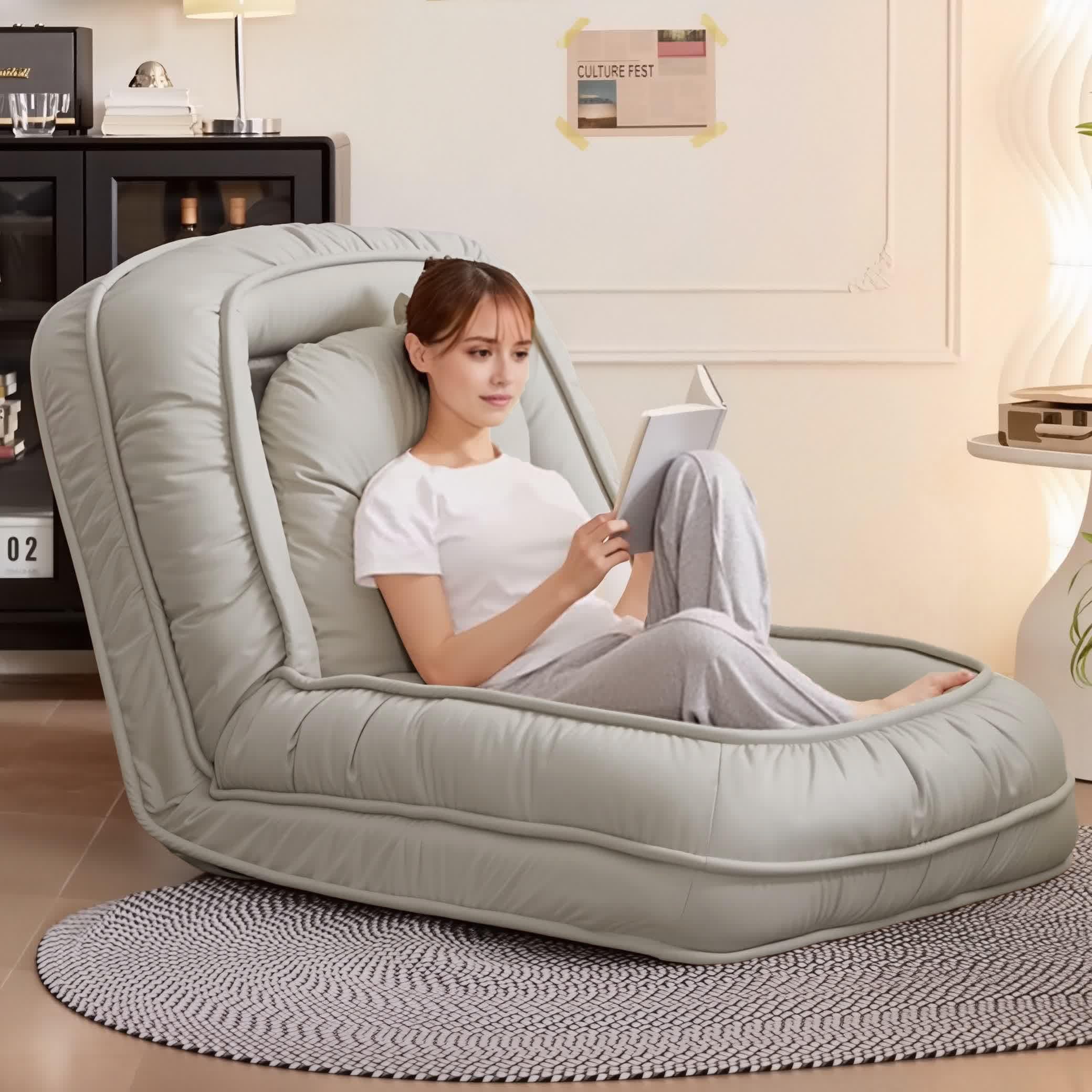 SHARPDO Fauteuil de Sol Ergonomique 5 Positions, Mousse Épaisse 27cm & Housse Lavable, Confort Ultime pour Film, Jeux, Télétravail et Détente, Chaise de Sol, Canapé Paresseux