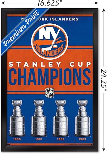Miniatura 3 de Trends International NHL New York Islanders - Póster de pared Champions 23, 14.72 x 22.37 pulgadas, versión enmarcada en negro