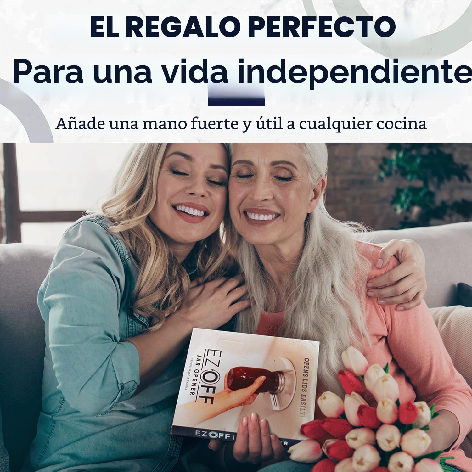 EZ Off Jar Opener Para todos los tamaños de frasco, blanco, 1 unidad.
