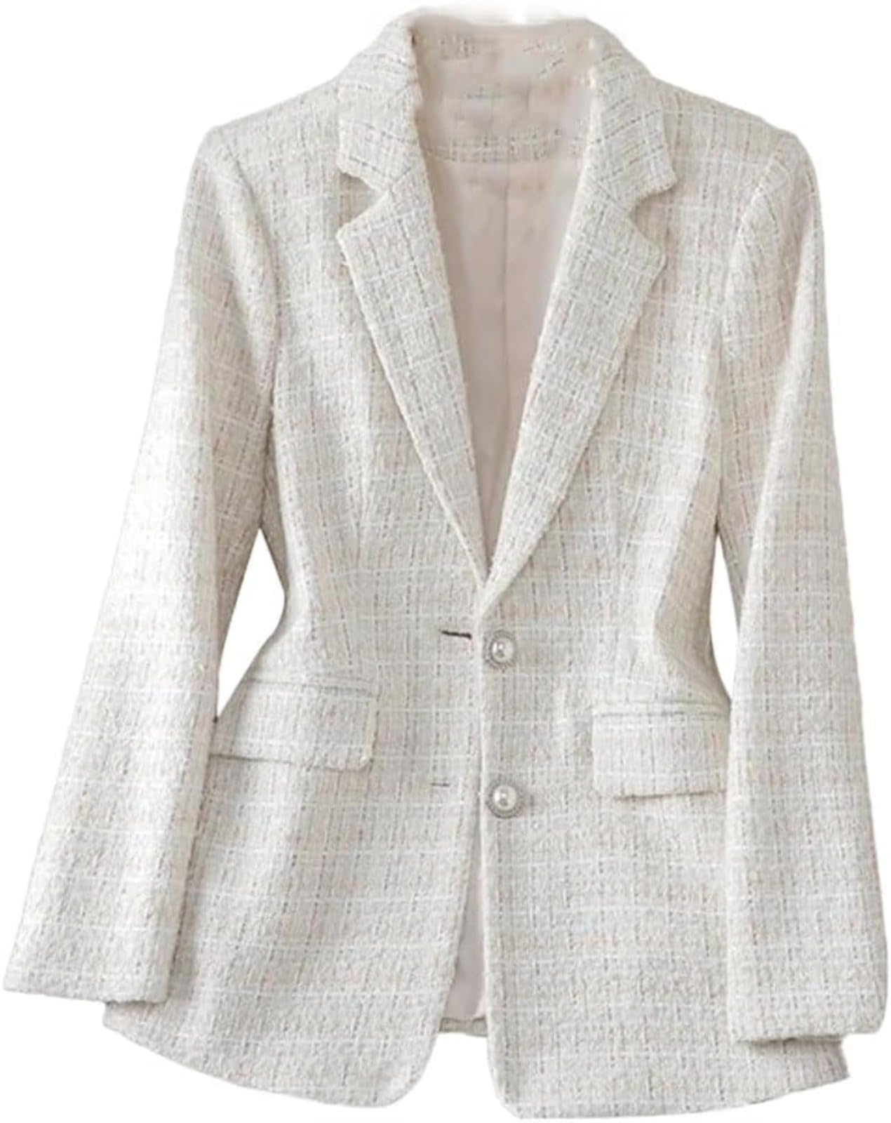 Blazer in Tweed da Donna Primaverile E Autunnale retrò Elegante A Quadri Casual da Ufficio Stile Commuter alla Moda con Revers Classico vestibilità Comoda E Versatile