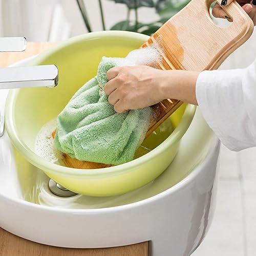 Miniatura 5 de Lakingo Tabla de lavado de mano de bambú natural para lavandería, pequeña tabla de fregar de madera, tabla de lavar rústica a la antigua, mini tabla