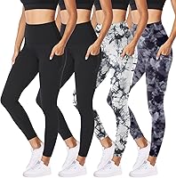 Vista 69 de NexiEpoch - Paquete de 4 leggings suaves para mujer, con bolsillos, control de abdomen y cintura alta, pantalones capri para yoga y ejercicio