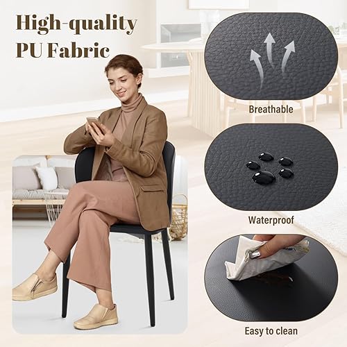 Miniatura 4 de Homcosan Juego de 4 sillas de comedor, modernas sillas de cocina con estructura cruzada y exquisito diseño de tuberías, fácil montaje, sillas de