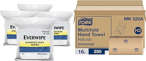 Miniatura 10 de Tork Toalla de mano multipliegue, natural, 100% reciclada, certificado FSC, compatible con dispensadores H2, 16 paquetes x 250 hojas (MK520A)