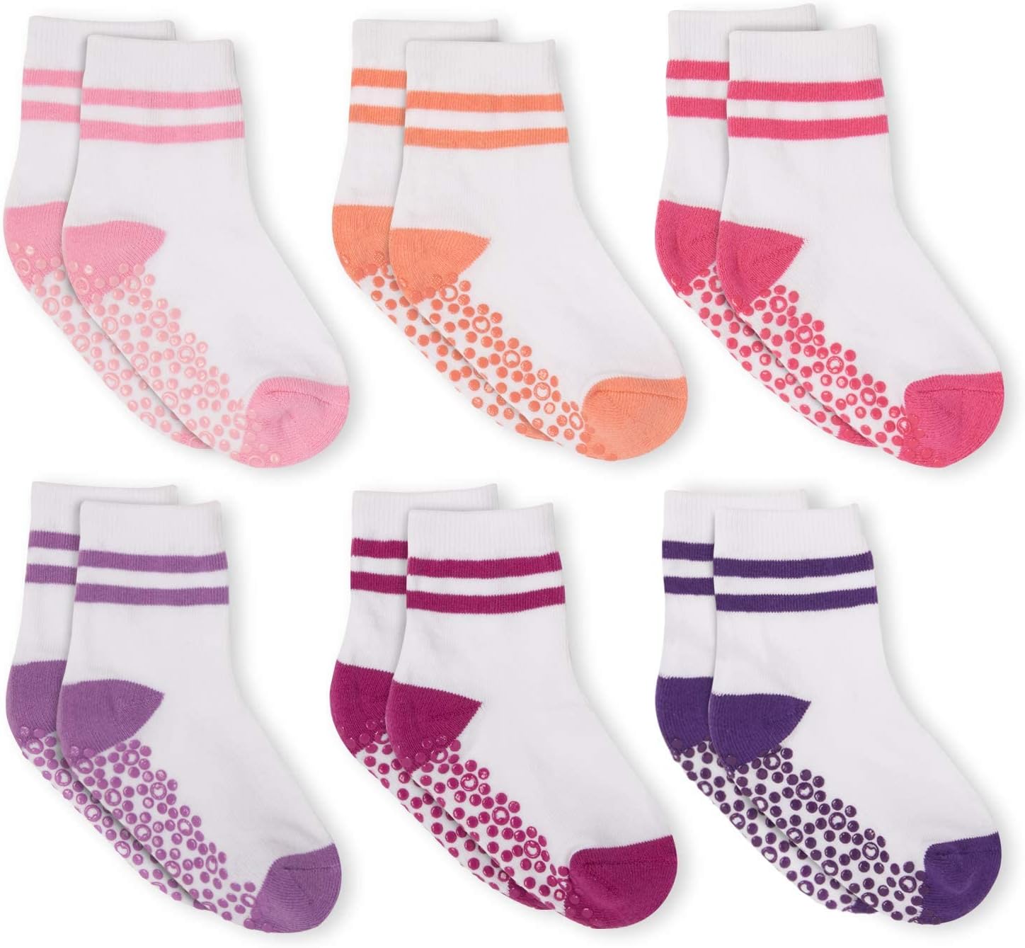 LA ACTIVE Non Slip Grip Ankle Boys and Girls Athletic Crew Socks for Babies Toddlers and Kids