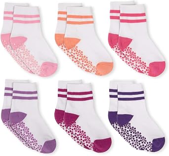 LA ACTIVE Non Slip Grip Ankle الأولاد والبنات جوارب الطاقم الرياضي للأطفال الصغار والأطفال