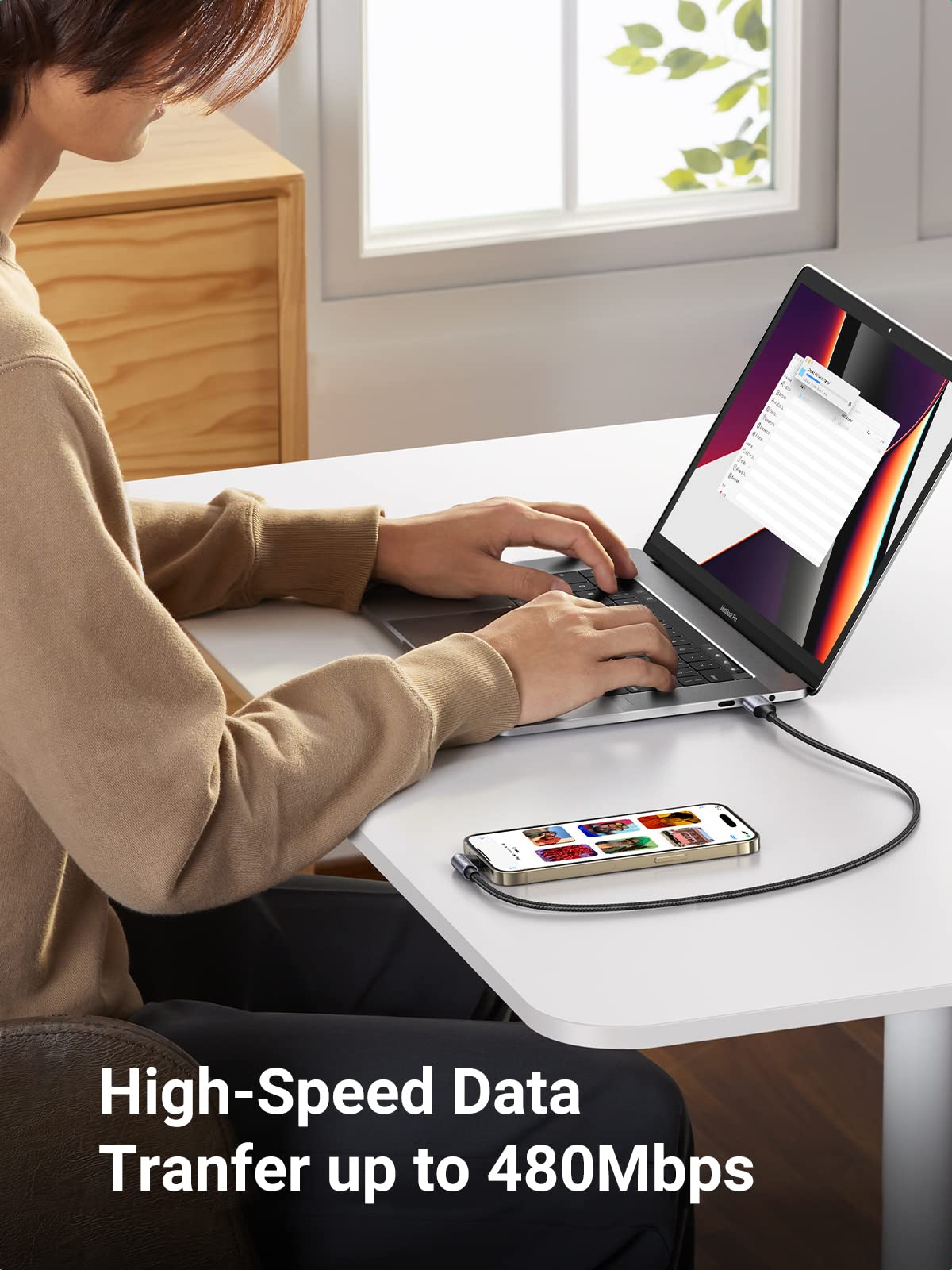 Cable Lightning de certificación MFi – Cable USB C a Lightning de 90 grados de 6 pies compatible con iPhone 14/14 Pro/14 Pro Max, iPhone 13/12/11/X/XR/XS/8 Series, iPad, AirPods Pro 5