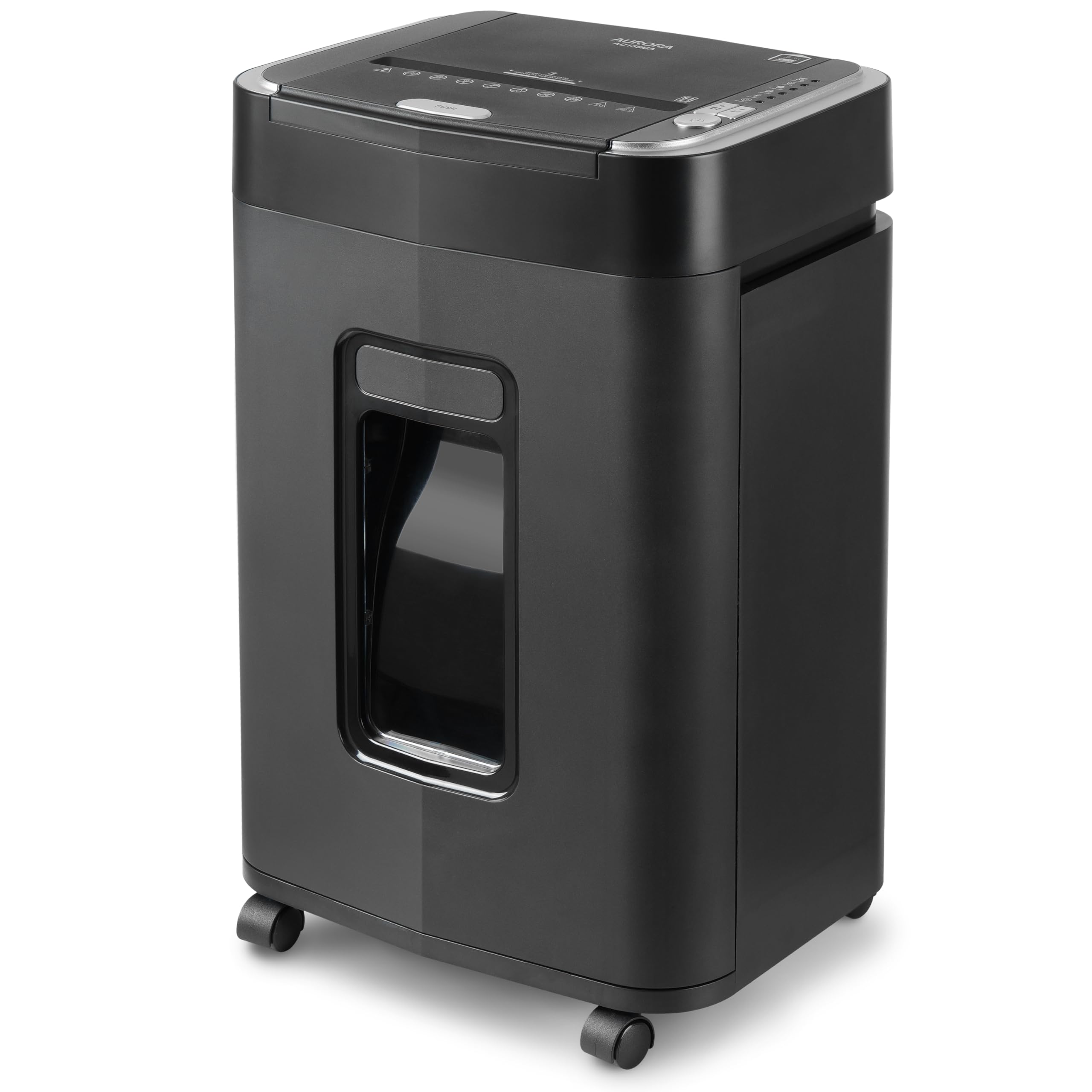 aurora professional grade 150-sheet auto feed micro-cut paper and credit card shredder with 63 gallon pullout basket  60 minutessecurity level p-4
