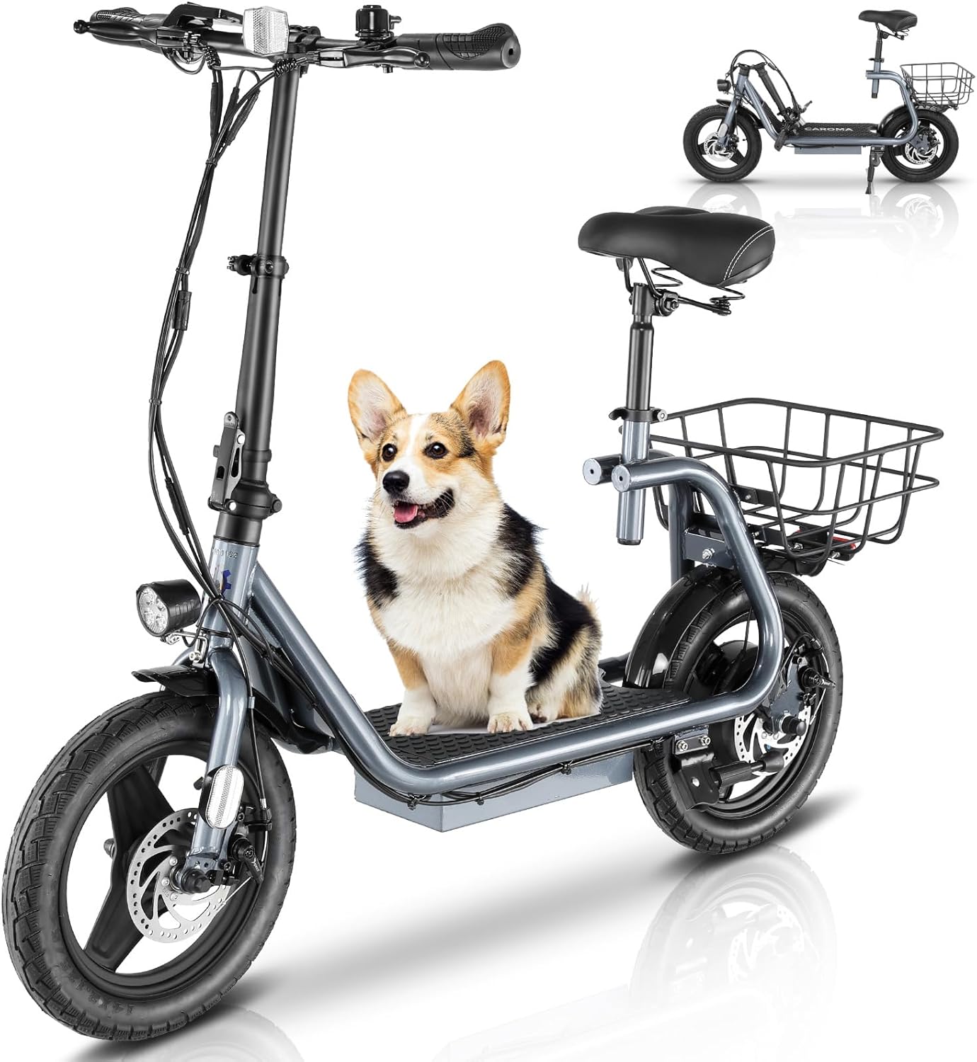 Caroma Peak 500W/800W/1200W Electric Scooter with Seat,14" Fat Tire Electric Scooter for Adults,30 Miles Range&20MPH Max Speed,E Scooter 300 LBS Max Load product image