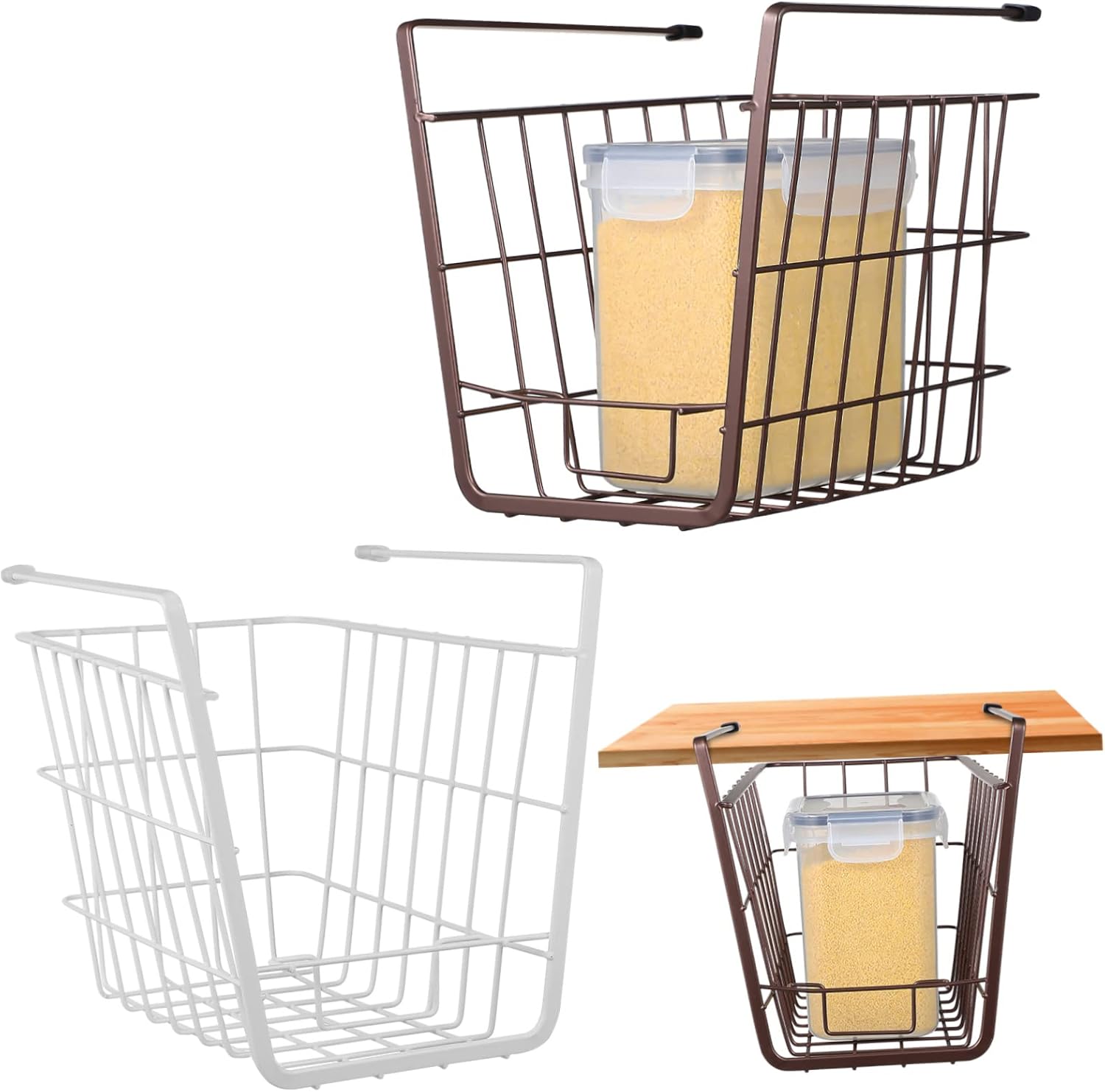 Milisten 2pcs Shelf Baskets Storage Organizer for Bedroom Kitchen Wardrobe Iron Hanging Baskets for Home Decor
