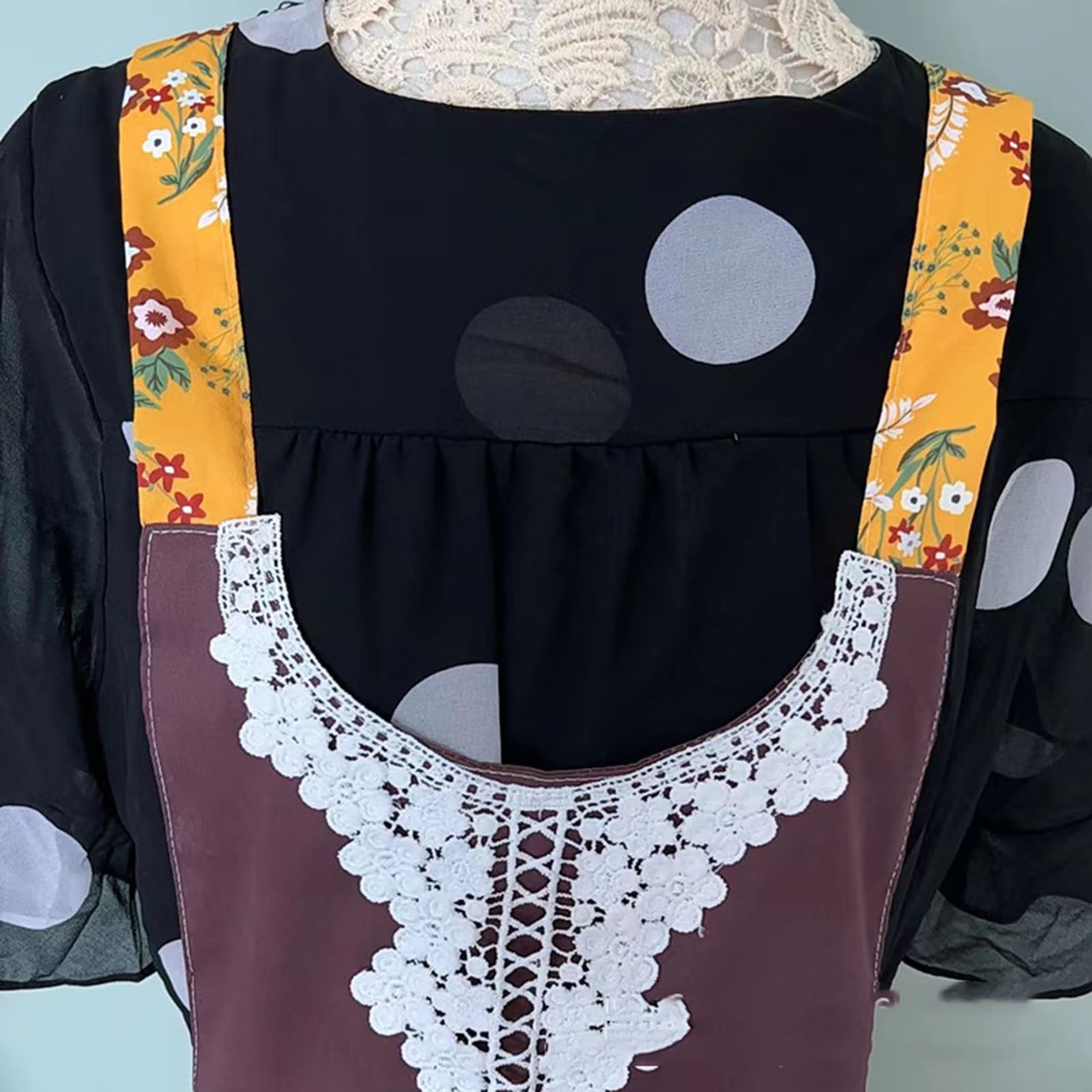 Sukienka-fartuch w stylu vintage dla kobiet z kieszeniami, kwiatowy fartuszek kucharski do gotowania, pieczenia, ogrodnictwa, bawełniany, niebieski, rozmiar uniwersalny (niebieski, rozmiar uniwer