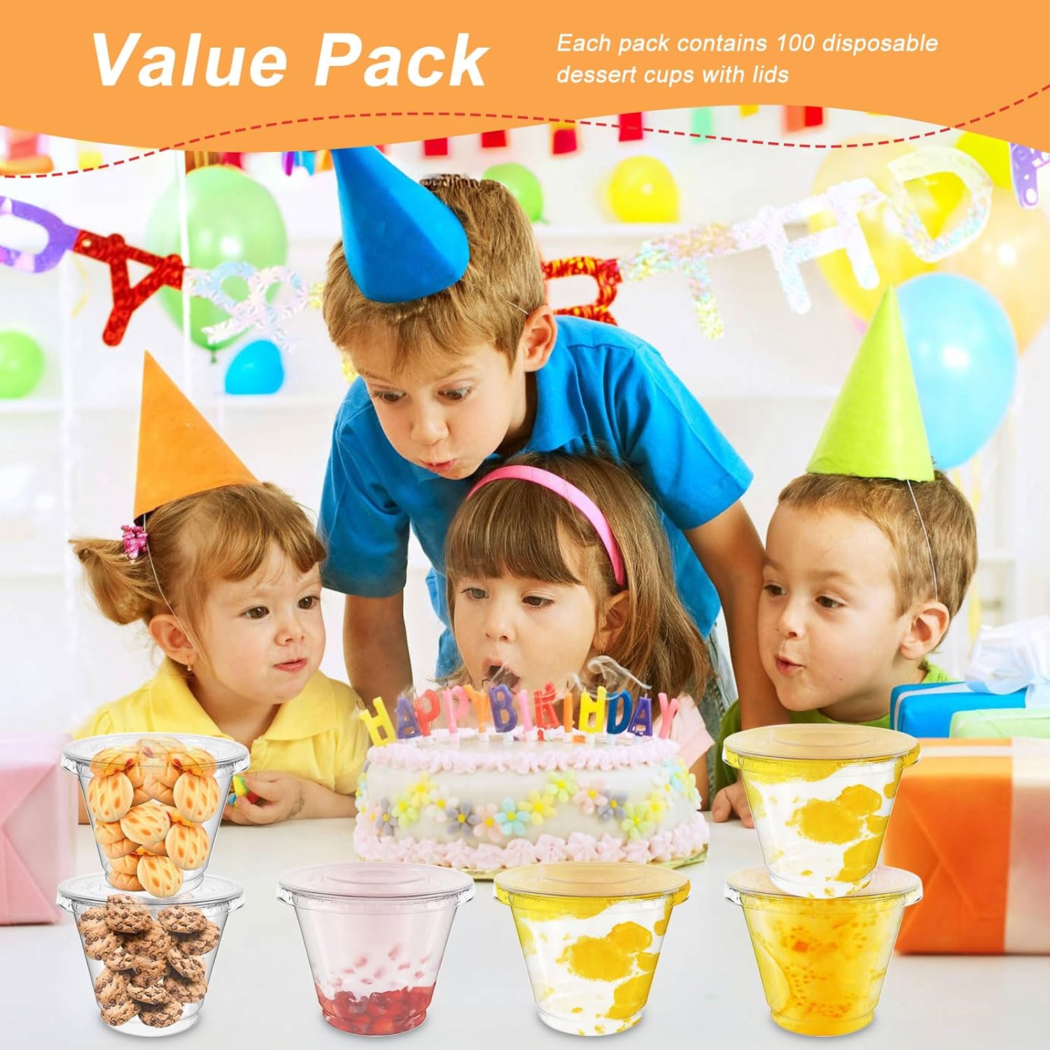 100 Pcs Dessert Cup with Flat Lids and Sporks 250ml Appetizer Cup Clear Dessert Container Plastic Cake Cup Round Parfait Cup Leakproof Party Serving Cup for Appetizers Cake Pudding Yogurt Mousse US