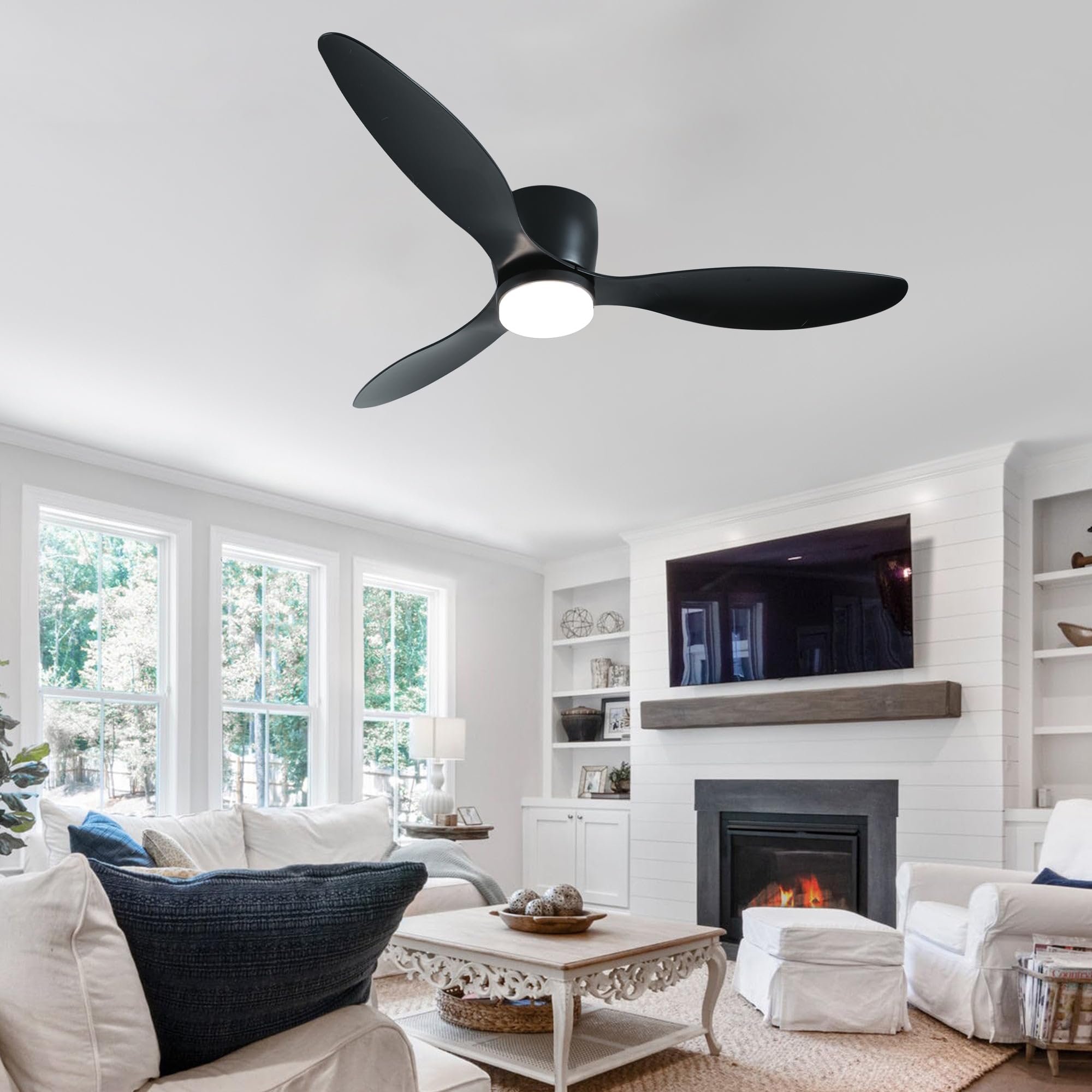 Ventilatore da Soffitto con Luce e Telecomando,100cm 3 Pale Lampadario con Ventilatore,Silenzioso Lampada Ventilatori da Soffitto c𝐨n 6 Velocità, Reversibile,3 Colori Dimmerabile,Timer,Bianco