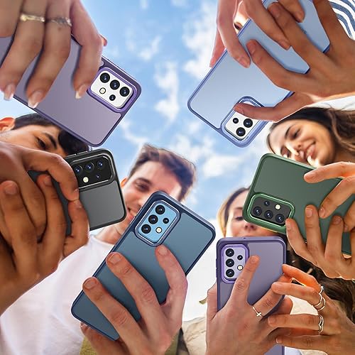 Miniatura 3 de Rayboen Funda para Samsung Galaxy A32 5G, translúcida esmerilada con parte trasera de silicona con borde de piel, antihuellas, antiarañazos, funda