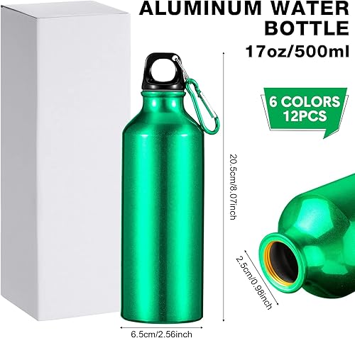 Miniatura 2 de Gandeer 12 botellas de agua de aluminio de 17 onzas para bicicleta, reutilizables, deportivas, a prueba de fugas, viajes, con hebilla y tapa