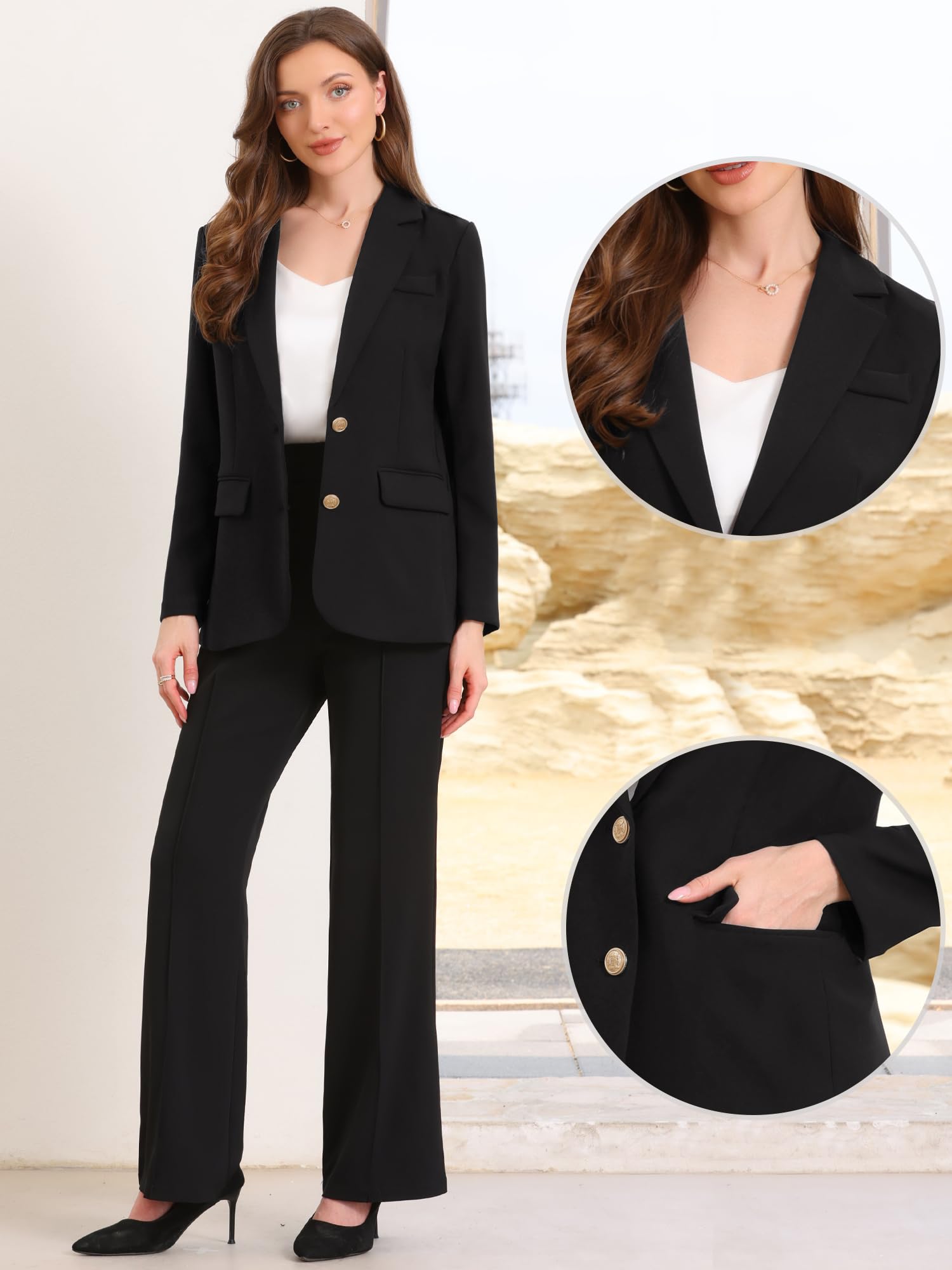 Allegra K Blazer Casual Donna per Ufficio con Revers a Punta e Monopetto Giacche Lavoro Moda 2025