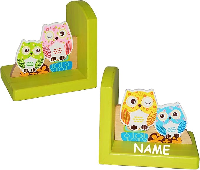 allesmeine.de GmbH 2 TLG. Set Buchstützen aus Holz lustige Eulen