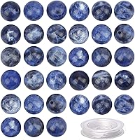 Vista 8 de 100 piezas de cuentas de cristal natural, piedras preciosas redondas sueltas de curación de energía con cordón elástico de cristal para hacer joyas