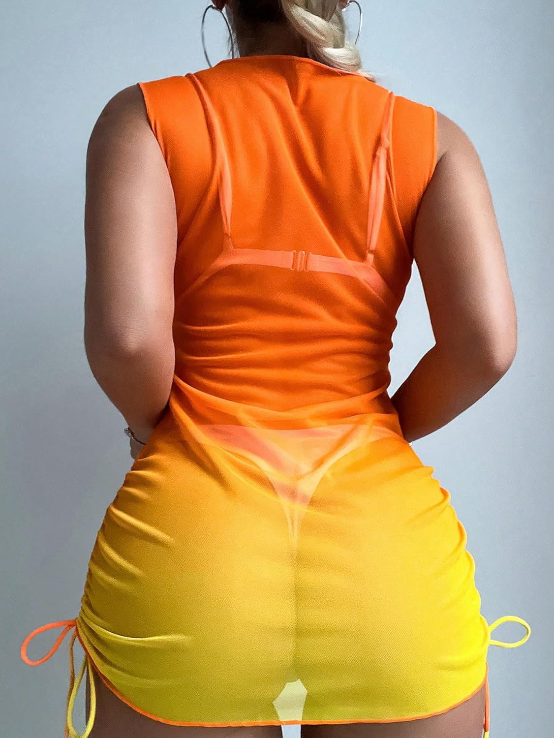 Milumia Women Beach Mesh Mini Dress Ombre Sheer Swimsuit Cover-up Bathing Suit - Image 2