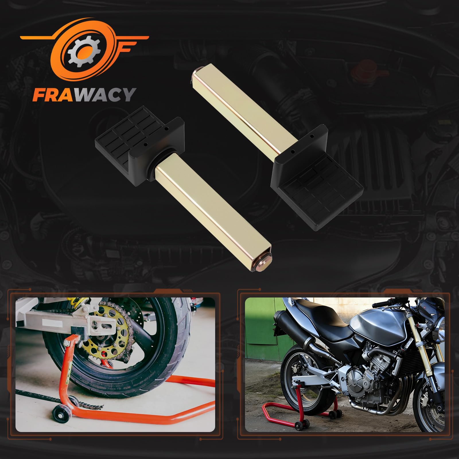 Kit adaptateur de béquille de roue moto - Crochet de trépied pour levage de moto - Roue avant et arrière - Cric de moto - Support de service avant - Bras oscillant - Liftin - Support de roue