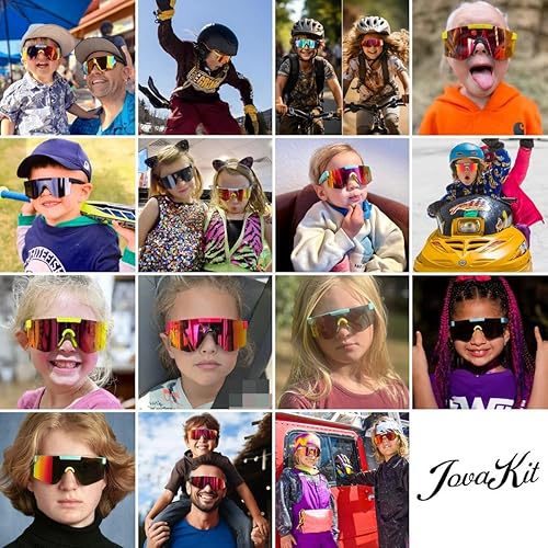Miniatura 4 de JOVAKIT Gafas de sol de béisbol para niños y niñas de 3 a 13 años, lentes de sol de béisbol juvenil, UV400, pantallas deportivas de ciclismo