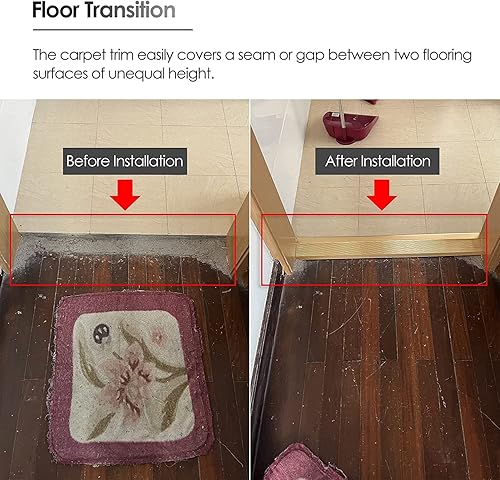 Miniatura 4 de Tira de transición de piso desigual para puerta, tira de transición de piso de 3.9 in de ancho, reductor de umbral de puerta para pisos irregulares,