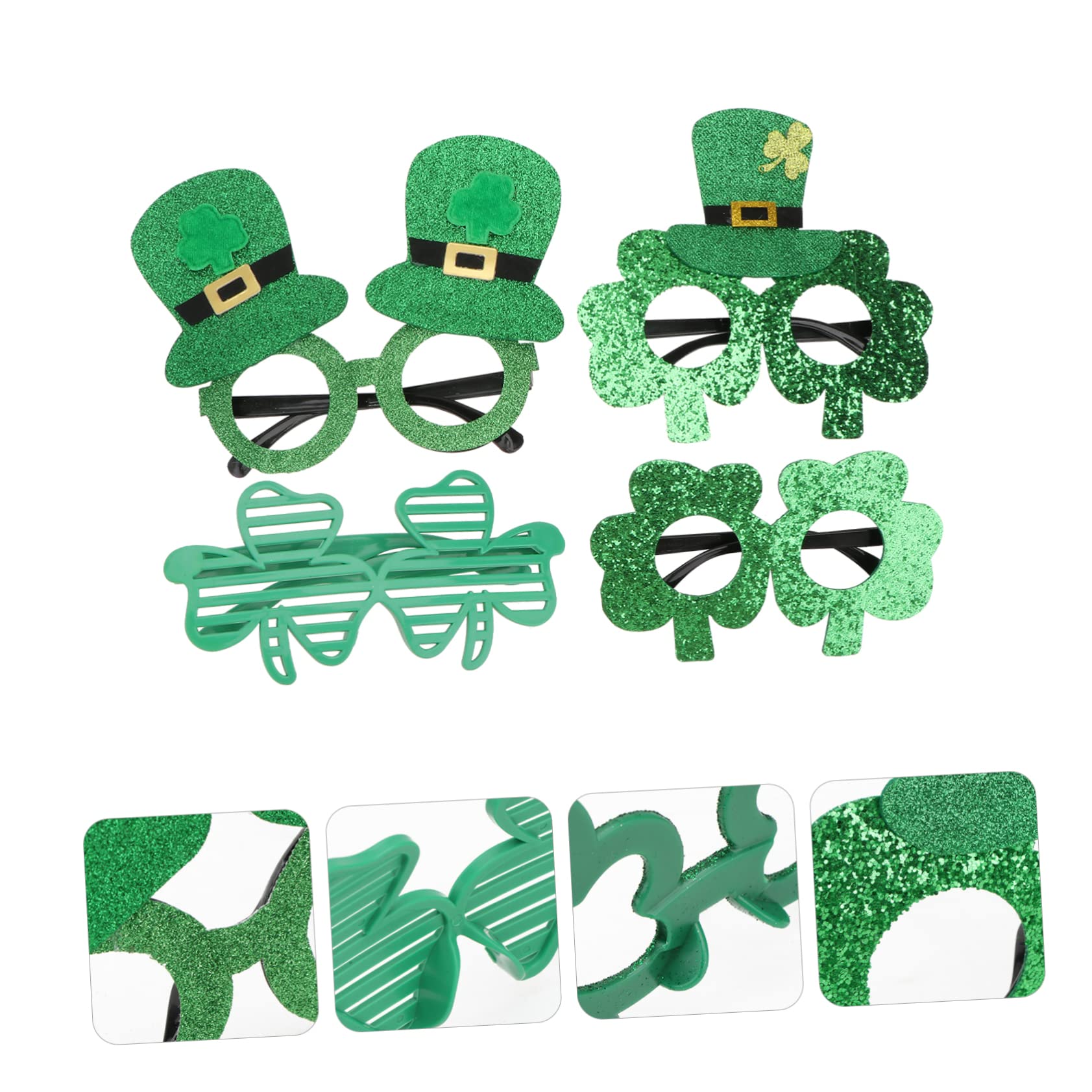 Abaodam 12 Pares Juego De Gafas Festival Anteojos De Trébol Decoración De Gafas Decoración Del Día De San Patricio Gafas Verdes Gafas De Trébol Gafas De Fiesta Hojas Parrillero El Plastico