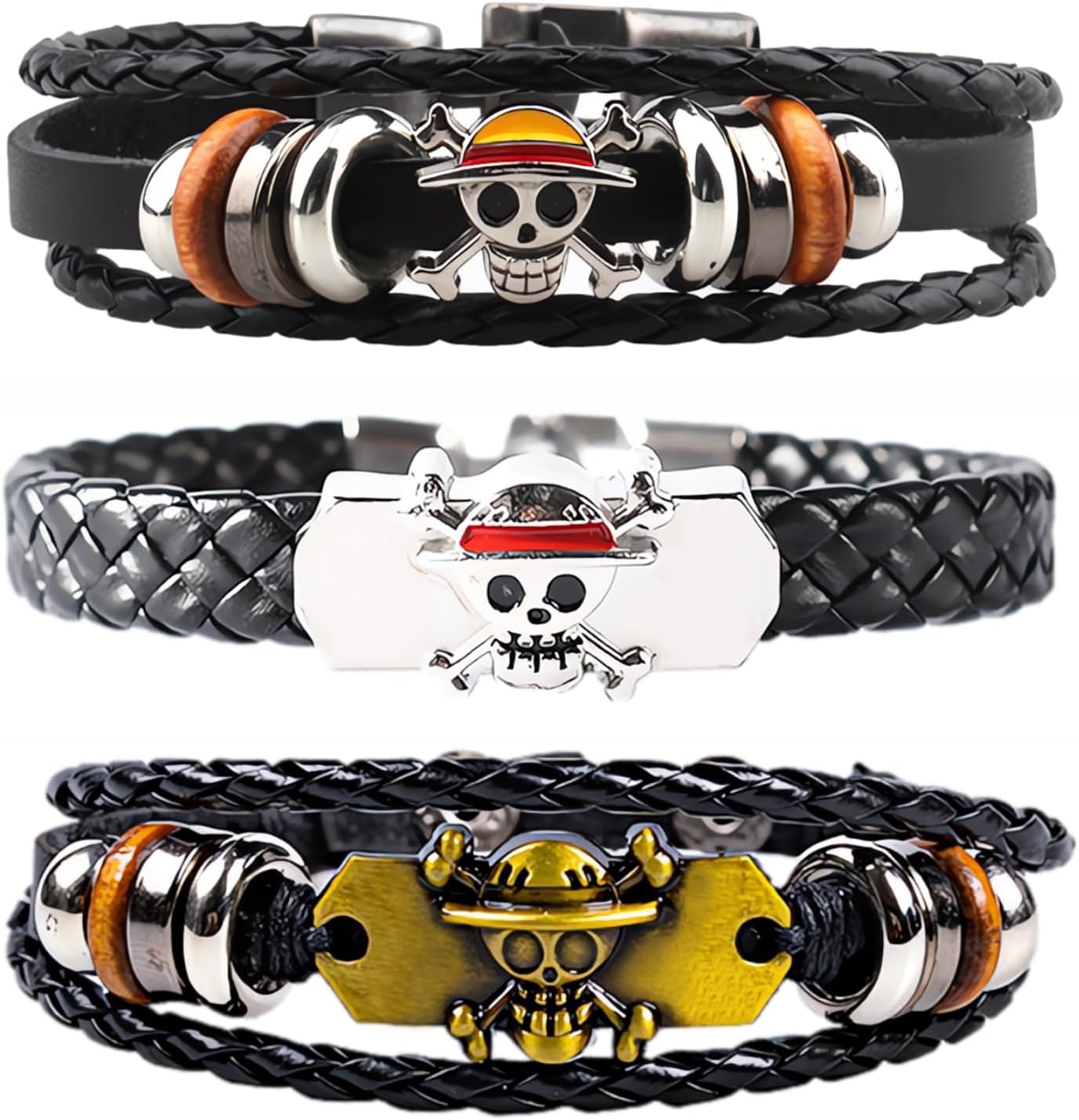 Product Review for 3Pcs Anime Leather Bracelets, Skull Punk Alloy Cuff Wristband, with the price of : ,Based on the following description : , and and average Review : 4.2 out of 5, and the following summary of users reviews: