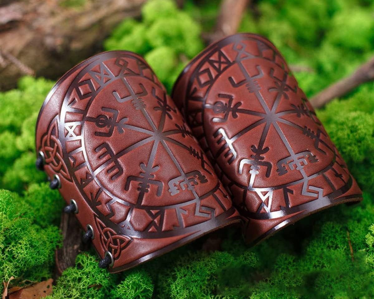 Thajaling Leather Gauntlet Wristband, Hand Made Full Grain Leather Wristband, Leather Cuffs Armband Jewelry - Image 3