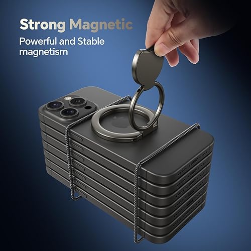 Miniatura 6 de Soporte magnético para anillo de teléfono para Mag-Safe, soporte magnético para teléfono con agarre magnético ajustable de dos caras compatible con