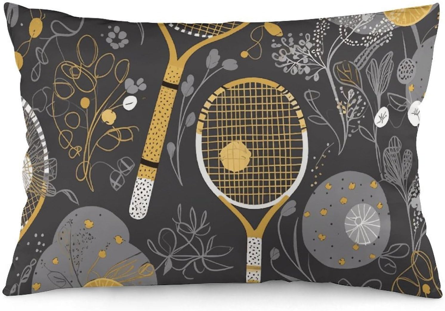 Funny Tennis Racquets and Tennis Balls Pillow Cases Queen Size Set of 1 Soft Comfortable Throw Pillows Covers Decorative Pillowcase with Zipper Bed Cushion Covers for Couch Sofa Bedroom 12 "x20