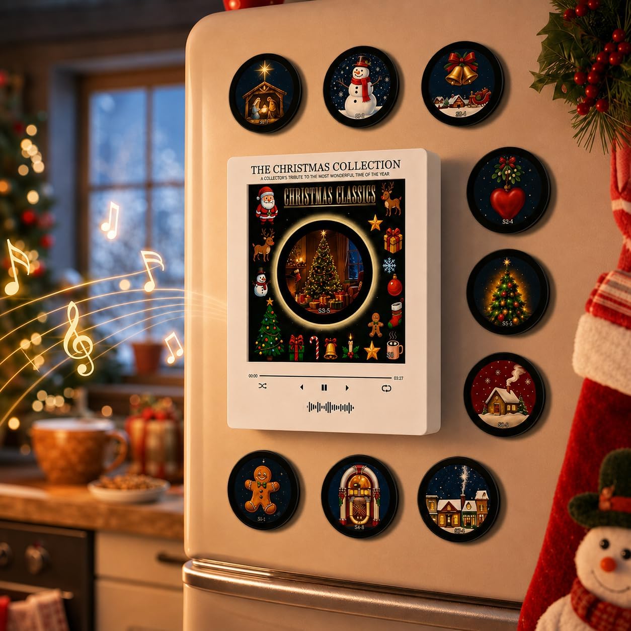Christmas Vinyl Player Fridge Record NFC Magnetic Music Box Set