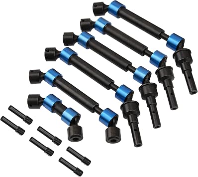 6Pcs Vgoohobby Hard Steel Front Rear CVD Drive Shaft Transmission Axle Upgrade Parts Compatible with Traxxas E-Revo 2.0 VXL 86086-4 1/10 RC Car Blue