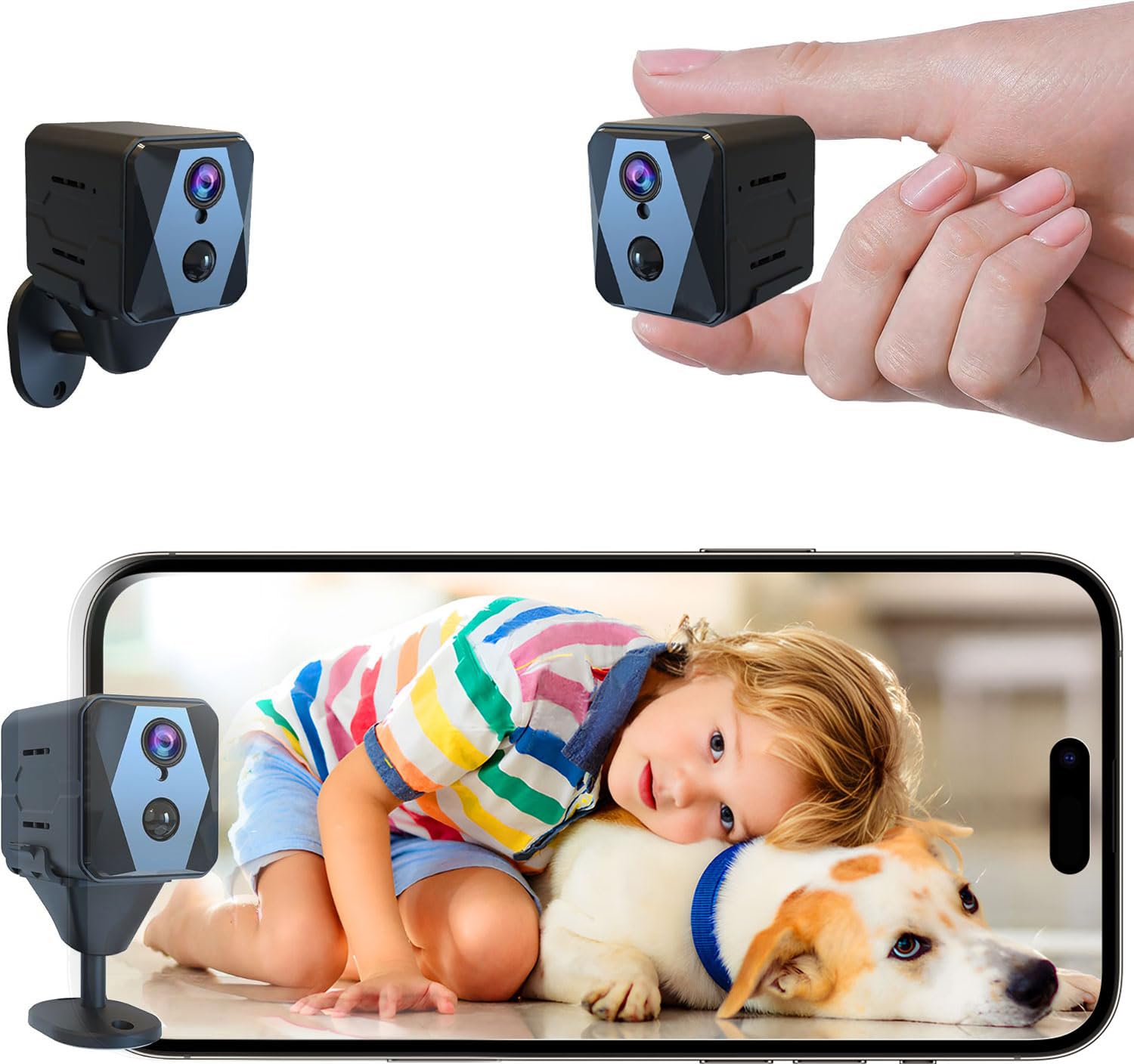 aidowocam Mini Kamera,4K Überwachungskamera Innen, Kamera Überwachung Innen,WiFikamera Live Übertragung Handy APP Für Lange Standby 2800mAh Akku Kamera,Bewegungsmelder/Nachtsicht/Cloud